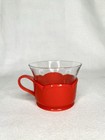        Vintage Red Glass   Plastic Mug Cup Set Of 6 Retro Tea Coffee Cups Mcm