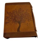 Bible Cover W engraved Tree Of Life Design Genuine Faux Handle Zipper 