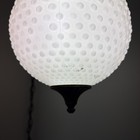 Vintage Swag Hanging Globe Light Fixture Hobnail Milk Glass   Brass Mcm Plugs In