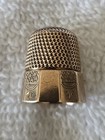 Antique Collectible Tested 10 Kt Gold Hand Engraved Paneled Thimble - Size 7