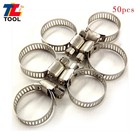 50-pc Stainless Steel 3 4 -1 Adjustable Drive Hose Clamps Fuel Line Worm Clips