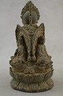 Old Handwork Copper Carving 3 Face Buddha Rare Exorcise Efficacious Big Statue