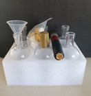 Set Of 6 Glass Liquor Infusion Bottles W  Cork Stoppers Funnel   Shrink Caps Diy