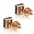 Stud Earring 14k Two Tone Gold Plated 2 10ct Round Cut Lab Created Black Diamond