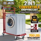 Upgraded Metal Shopping Cart With Wheels Red  700lbs Capacity Two Tier Grocer   