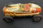 Vintage 1950 s Steerable Nomura Japan Tin Friction Lucky Racer  7