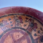 Mayan Bowl Painting Antique Relic Pre Columbian Polychrome Pottery 8 Inches