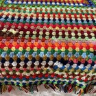 Vtg 70s Brown Orange Granny Square Afghan Blanket Crochet Green Boho Retro 65x65