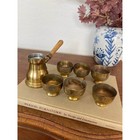 Vintage Brass Turkish Coffee Set With 6 Cups