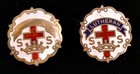 Two Vintage Sunday School Pins Little Cross   Crown System 10k Gf Enamel