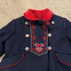 Vtg Wool Dress Coat Rothschild Toddler Girls Sz 3 3t Embroidered Red   Navy Blue