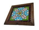 Antique Wooden Leaded Glass Prairie Style Door Panel Salvaged Reclaimed Architec