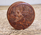      Antique Art Nouveau Carved Lady Garden Flower Scene Olive Wood Trinket Box