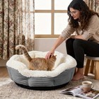 Round Cat Bed For Indoor Cats Soft Pet Calming Kennel W  Removable Cushion Pink
