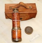 16  Antique Vintage Brass Telescope Marine Maritime Nautical Leather Spy Glass