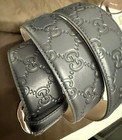 Gucci Gg Buckle Black Signature Men s Leather Belt Size 110 Cm Fit s 38 40 Waist