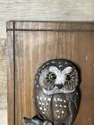 Vintage Hand Carved Painted Wooden 3d Owl Wall Decor Set Of 2 9    X 5 5   