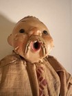 Antique Asian Chinese Very Old Man Samurai Doll Opium Open Mouth Sash