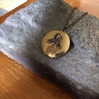 Vintage Iris Flower Locket Necklace  Antique Brass Photo Keepsakes Pendant