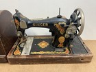 Vintage Singer Sewing Machine Model 128 Bentwood Carrying Case Antique Wood Box