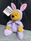 Disney Store Winnie The Pooh Easter Bunny 8  Mini Bean Bag Plush Nwt Purple Vtg