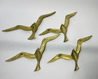 Vintage Set 4 Brass Flying Seagulls Birds Wall Hangings Mid Century Modern Mcm