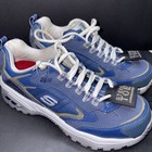 Skechers Womens Blue Silver Leather Work Construction Safety Toe Shoes Size 6