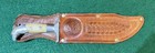 Vintage M Cortez Mexican Eagle Head Bowie Knife   Scabbard