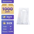 1000 Die Cut Handle Merchandise Bags 12x3x20 White Polyethylene 1 25 Mil
