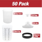 50pack Pps Cups Disposable Paint Spray Gun Cup Liners And Lid System  190 Mic  