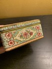 Vintage Floral Tin Container Trinket Box Made In Holland Metal Embossed