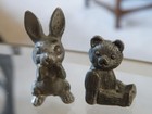 Miniature Pewter Bunny Rabbit   Teddy Bear Display Figurines Figures Free Ship