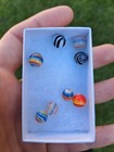 8pc Assorted Colorful Peewee Swirl Pattern Glass Marbles Set