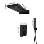 Black Shower Faucet Set Rainfall Spout Rectangle Head Mixer Valve Hand Spray Tap