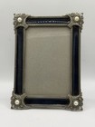 Sunflower Designs Blue Guilloche Enamel Picture Frame 4x6 Faux Pearl Crystal