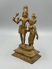 Antique 19th C  Indian Gilt Bronze Statue Of Shiva   Parvati  Tamil Nadu Style