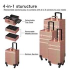 Professional Makeup Train Case 4 In 1 Rolling Cosmetic Trolley Beauty Travel Box