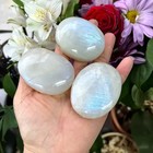 Natural Moonstone Palm Stone Polished Reiki Healing Crystal Tumbled Stone Gifts