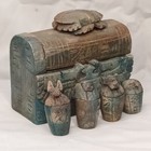 Ancient Egyptian Winged Scarab Box Antique Style Artifact With Isis Anubis Horus