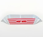 2 Vintage Hot Dog Tray White   Red Plastic Snack Server Mid Century Diner Style