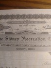 5 The Sidney Recreation Company Stock Certificates Unissued  Ohio