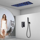 Matte Black Shower Faucet Set 16x32  Led Large Rainfall Head Combo Ceiling Mount