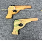 Rubber Band Toy Gun Pair Lot Of 2 Wooden Pistol Western Cowboy Snake Deer