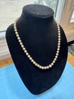 Vintage Pearl Necklace     Silk-strung  14k Gold   Diamond Art Deco  7 1mm   22   