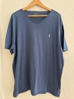 Polo Ralph Lauren Men   s Blue V-neck Short Sleeve Cotton Knit Logo Tee 2xl