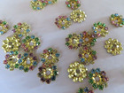 36 Round 14mm Brass Center Hole Settings  Swarovski Lt Multi Color Rhinestones
