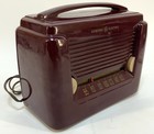 Vintage 1949 General Electric 601 Red Burgundy Portable Tabletop Radio Tested
