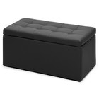 31 black Lift Up Storage Leather Ottoman Bench Rectangular Upholstered Footstool
