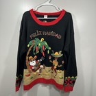 Ugly Christmas Sweater Feliz Navidad Women   s 1x  16w 18w  Santa Reindeer Black