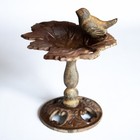 Vintage Cast Iron Bird Bath Pedestal W  Leaf Basin For Rustic Farmhouse Garden 